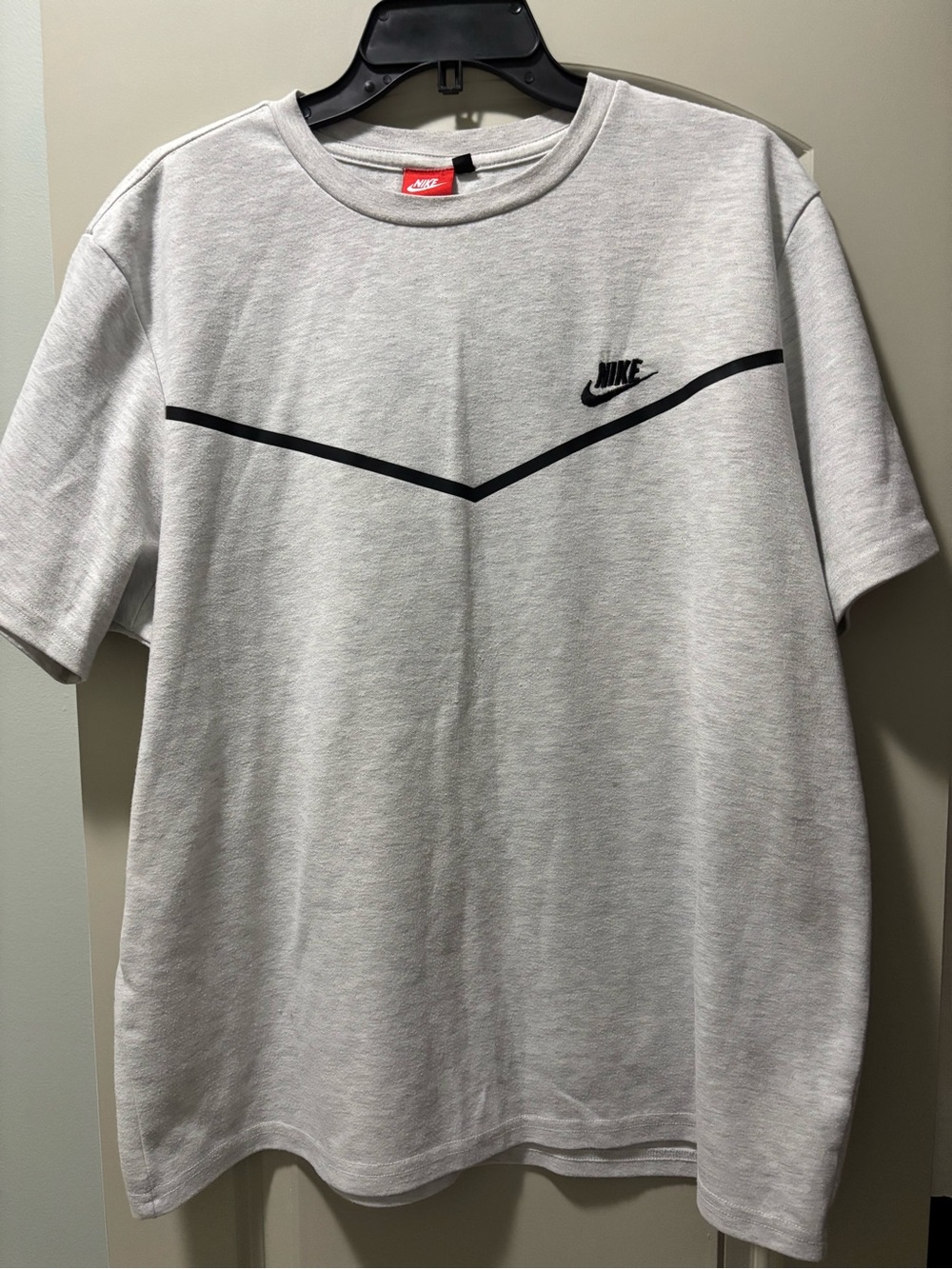 Nike Light Gray Short Sleeve Crew with Black Chevron